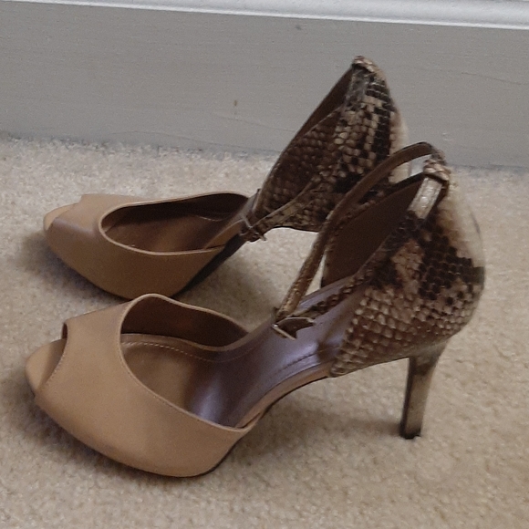 BCBGeneration Imma Snakeskin Ankle Strap Heels - Picture 6 of 7
